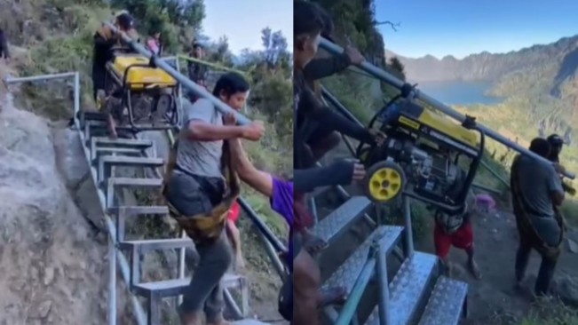 Meski Tuan Kontroversi, TN Gunung Rinjani Lakukan Uji Coba Tangga Besi di Jalur Pendakian
